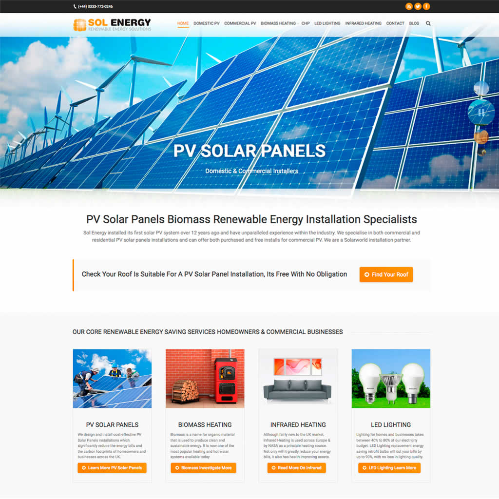 Sol Energy website Home Page
