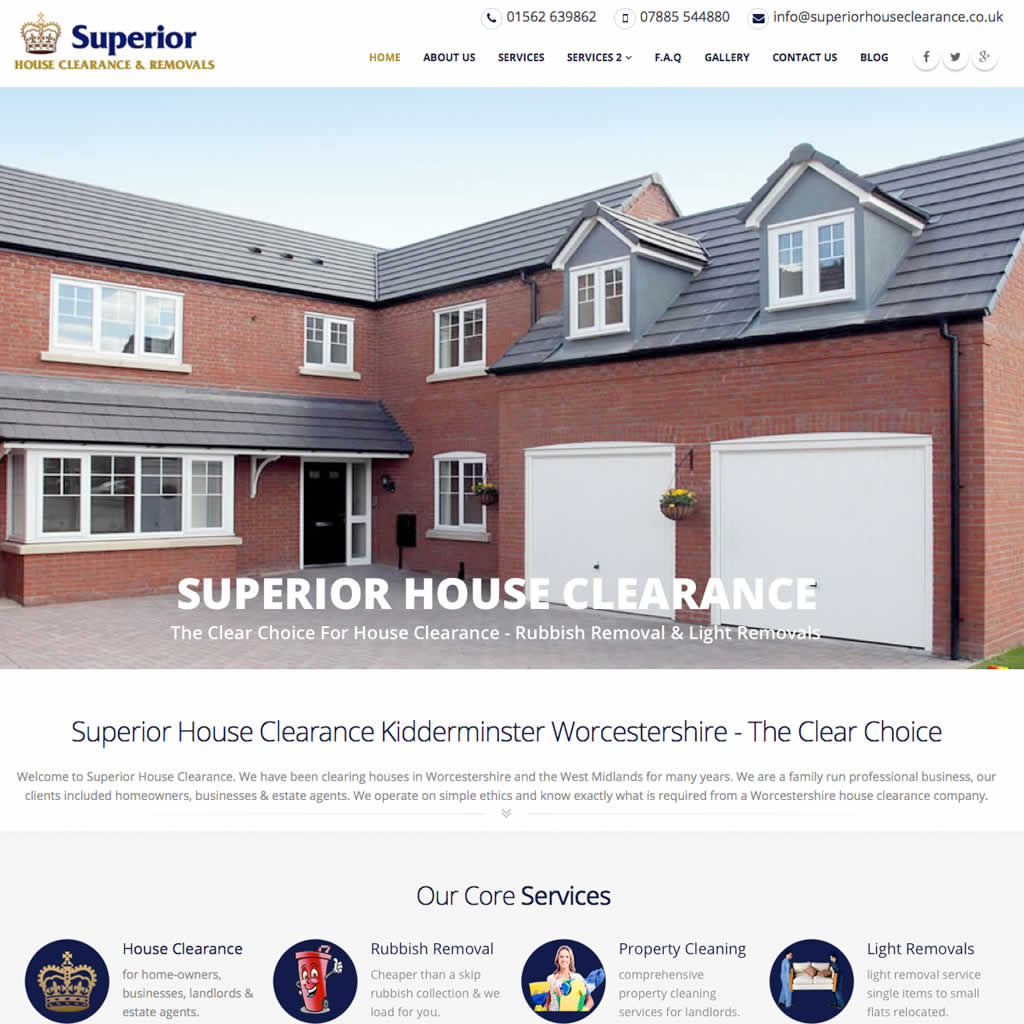 Recent website design for Superior House Clearance Kidderminster