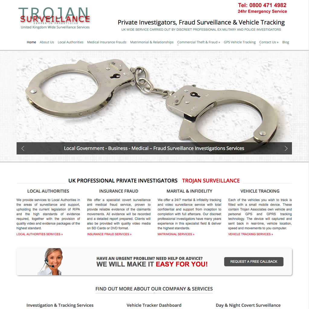 Trojan Surveillance Website Home page